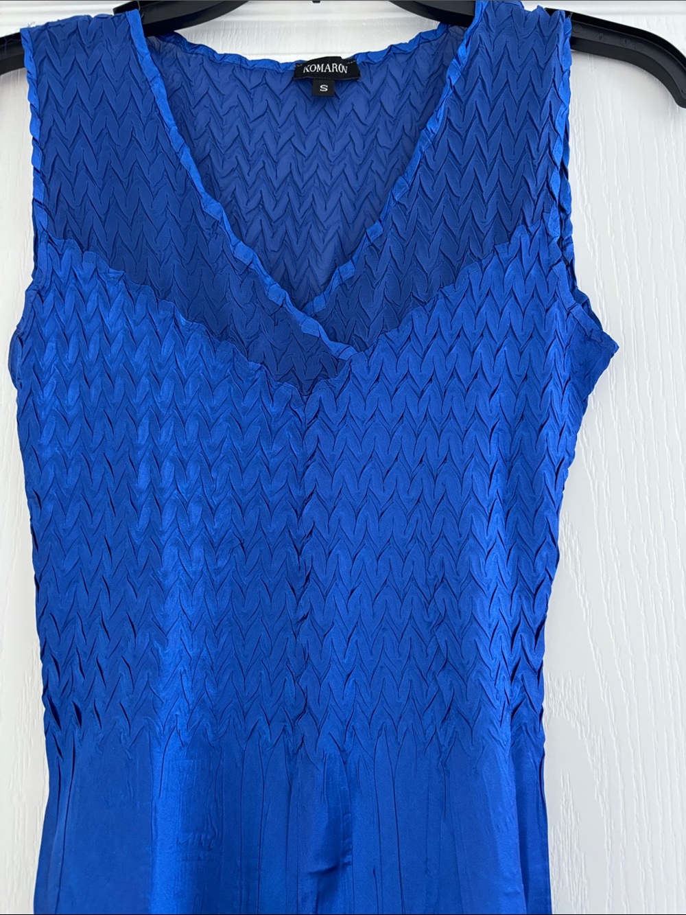 NWT Komarov Cobalt Blue Pleated V-Neck Midi Dress - Picture 5 of 6